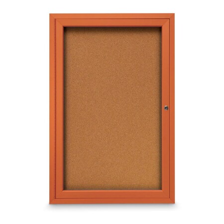 United Visual Products Slim Enclosed Corkboard, 18"x24", Black Alum Frame/Ultramarine UVEB1824-BLACK-ULTMAR